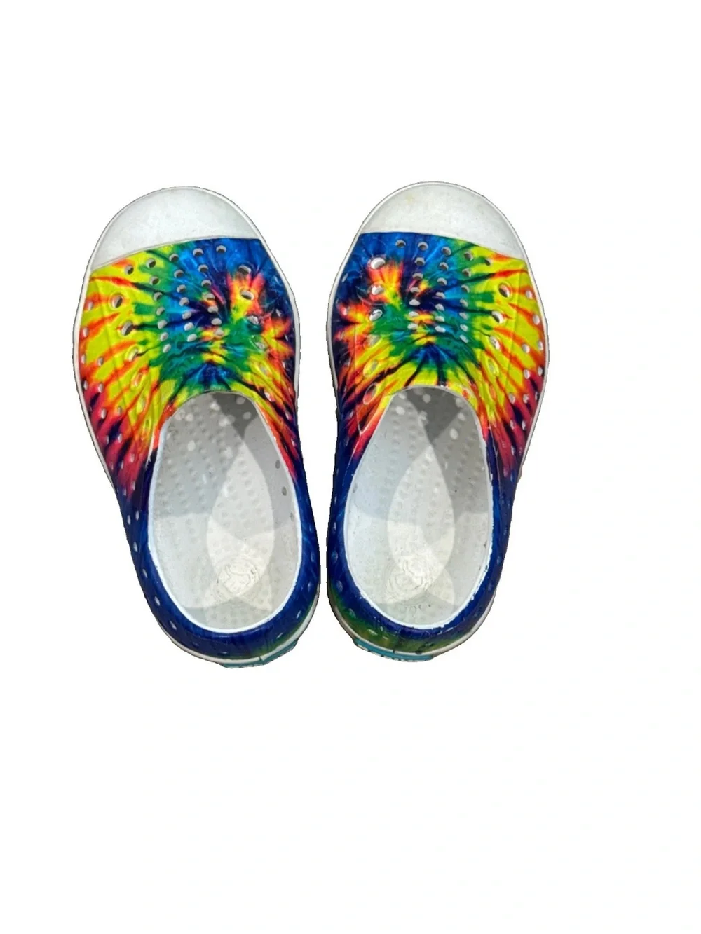 NATIVE Jefferson Tie Dye Rainbow Waterproof Slip On Play Shoes Unisex Size C7